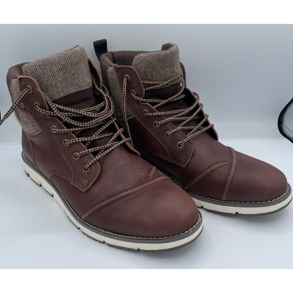 Territory Raider Men's Brown Leather Cap Toe Boots Size 12 Wide